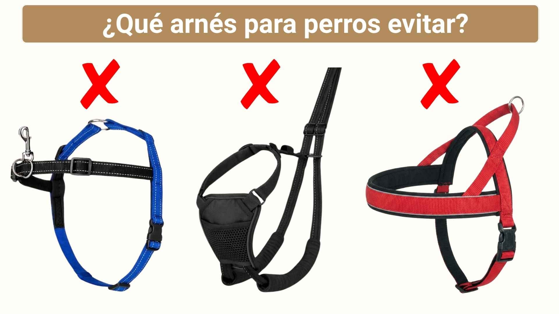 Tipos de arneses para perros no recomendables